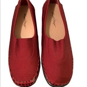 Angel Steps Women's 8.5 M Loafers Red Wine Croc Slip-On Comfort Cushioned Shoes
